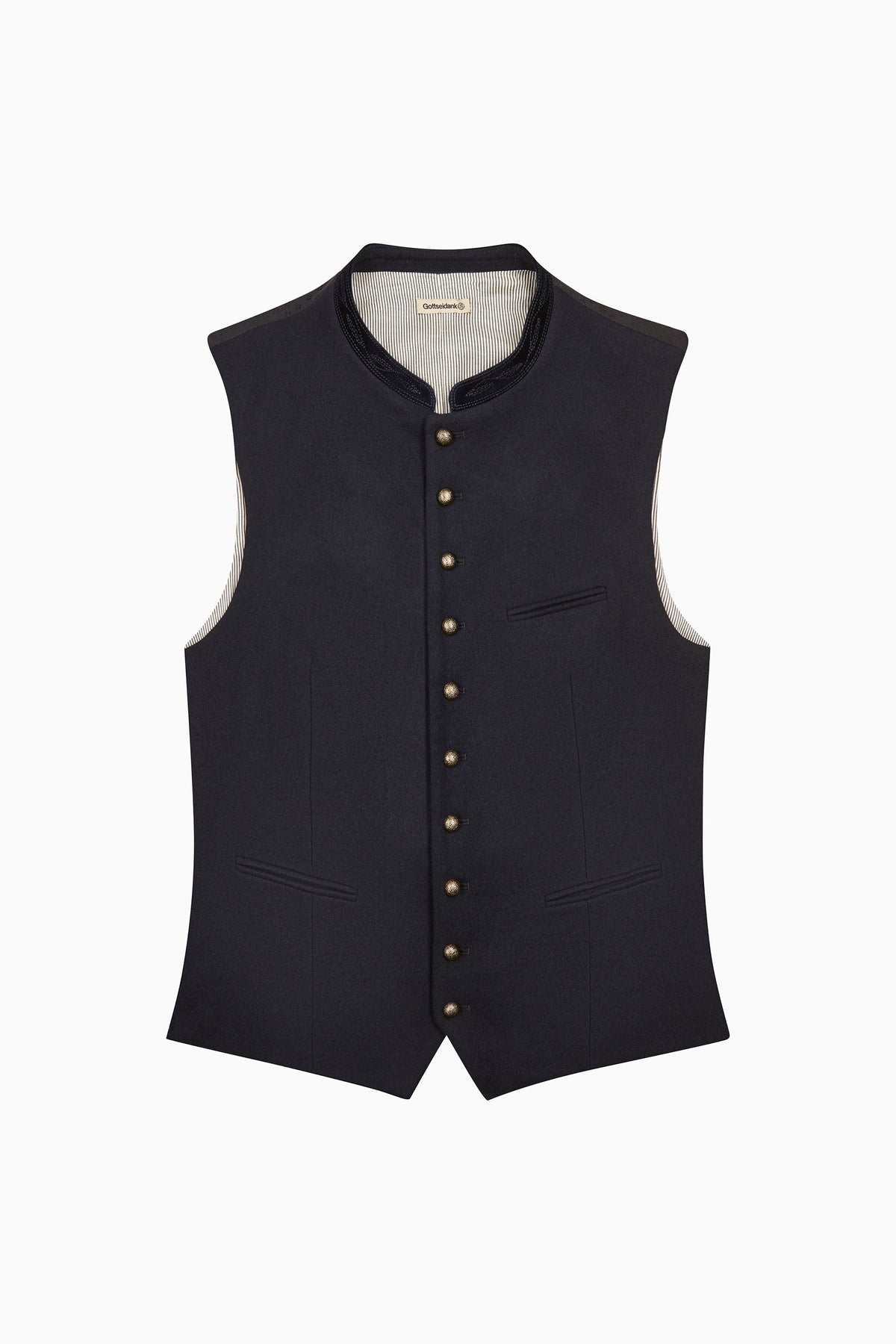 Gottseidank Lodenweste in Dunkelblau mit Stehkragen