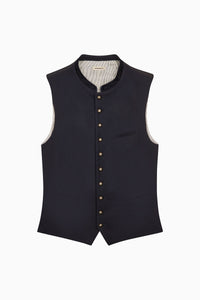 Gottseidank Lodenweste in Dunkelblau mit Stehkragen