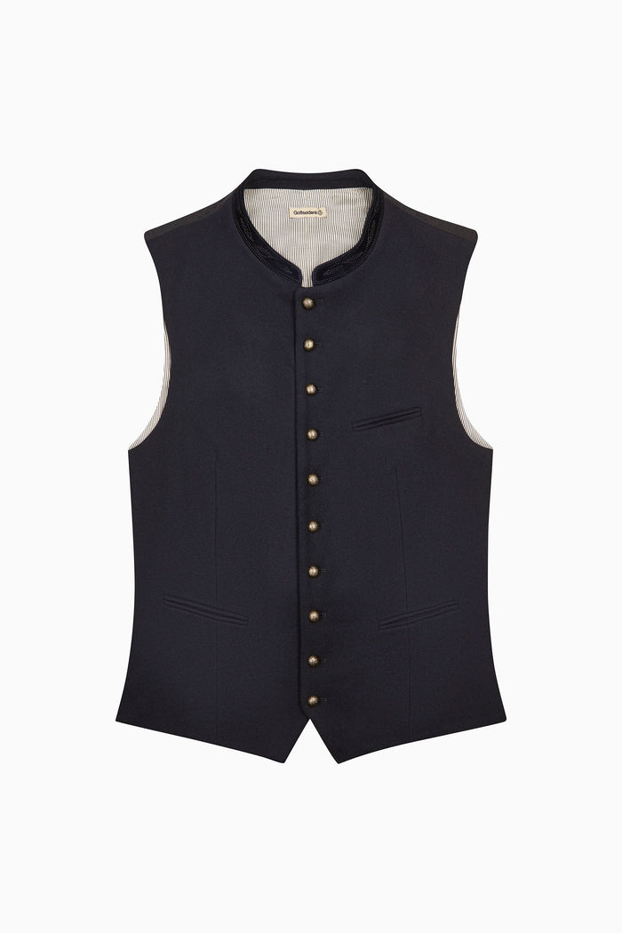 Gottseidank Lodenweste in Dunkelblau mit Stehkragen