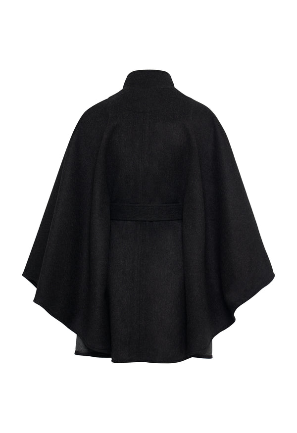 Charlotte Lodencape in der Farbe Anthrazit mit Hellgrau