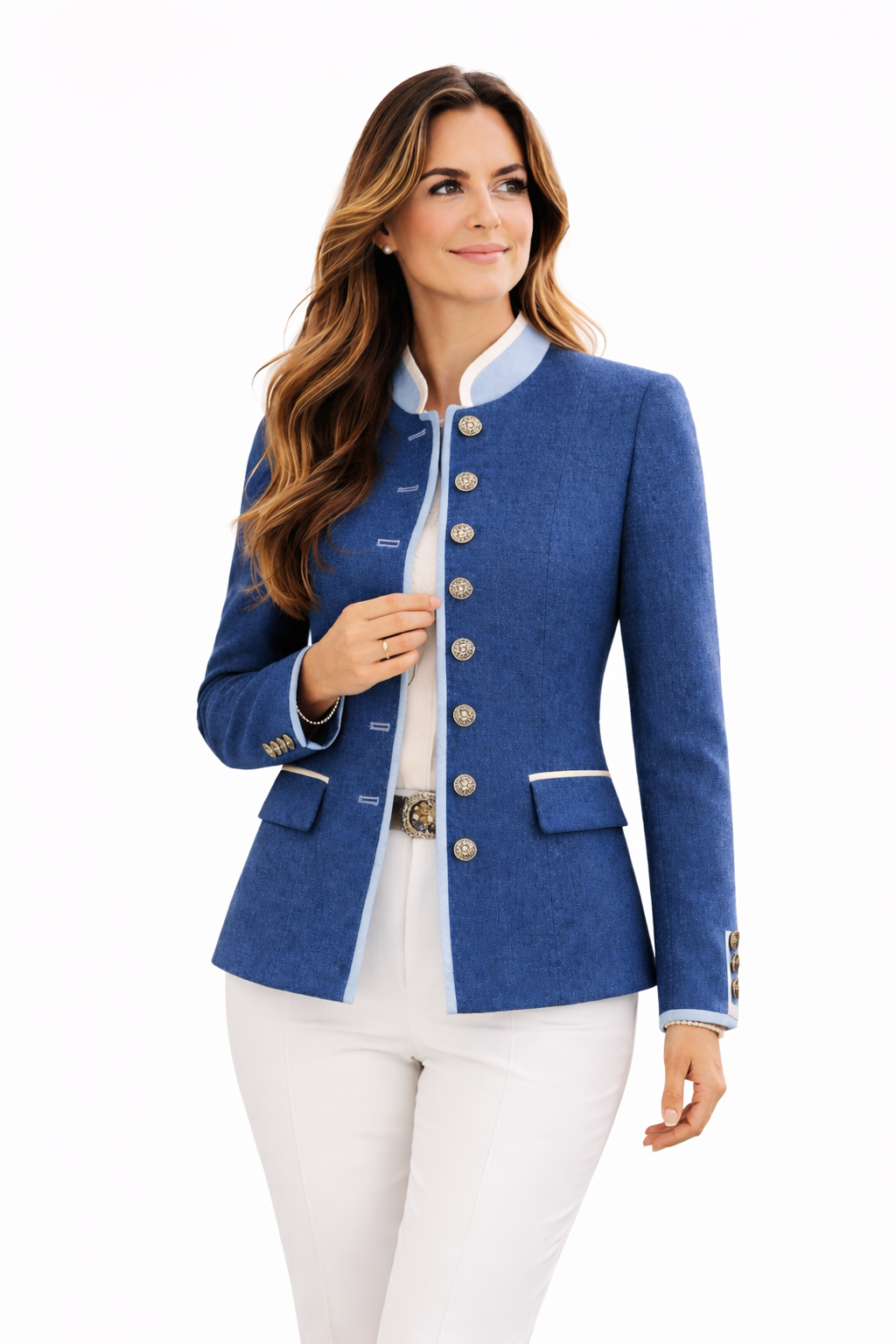 Marie hüftlange Jacke Jeansblau