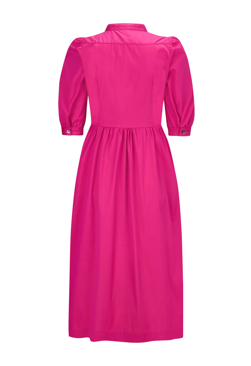 Kleid mit besticktem Einsatz/ Pink
