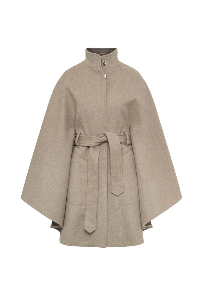 Charlotte Cape in der Farbe Beige mit beige/ grauen Innenseite