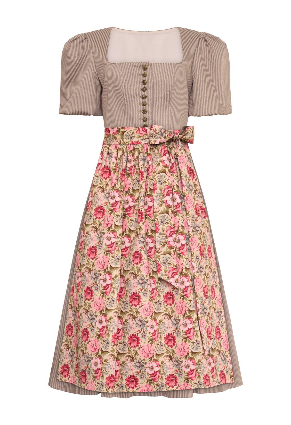Influencer Dirndl Nougat Streifen/ Sunatuerlich
