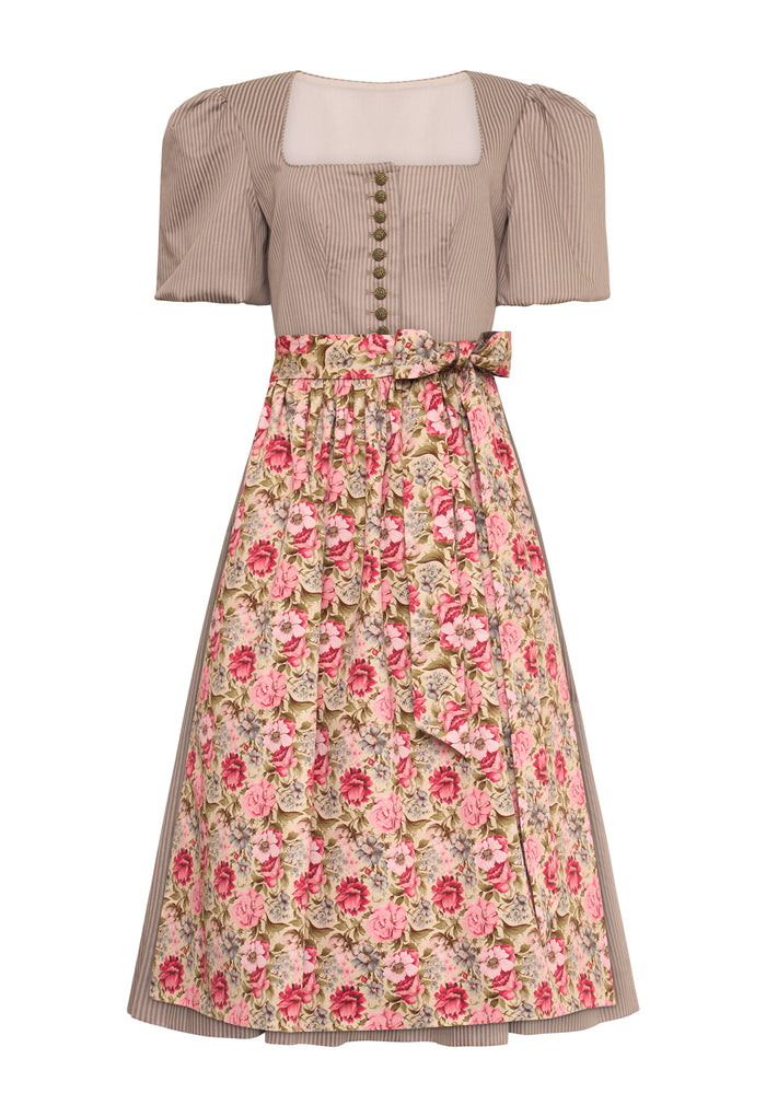 Influencer Dirndl Nougat Streifen/ Sunatuerlich