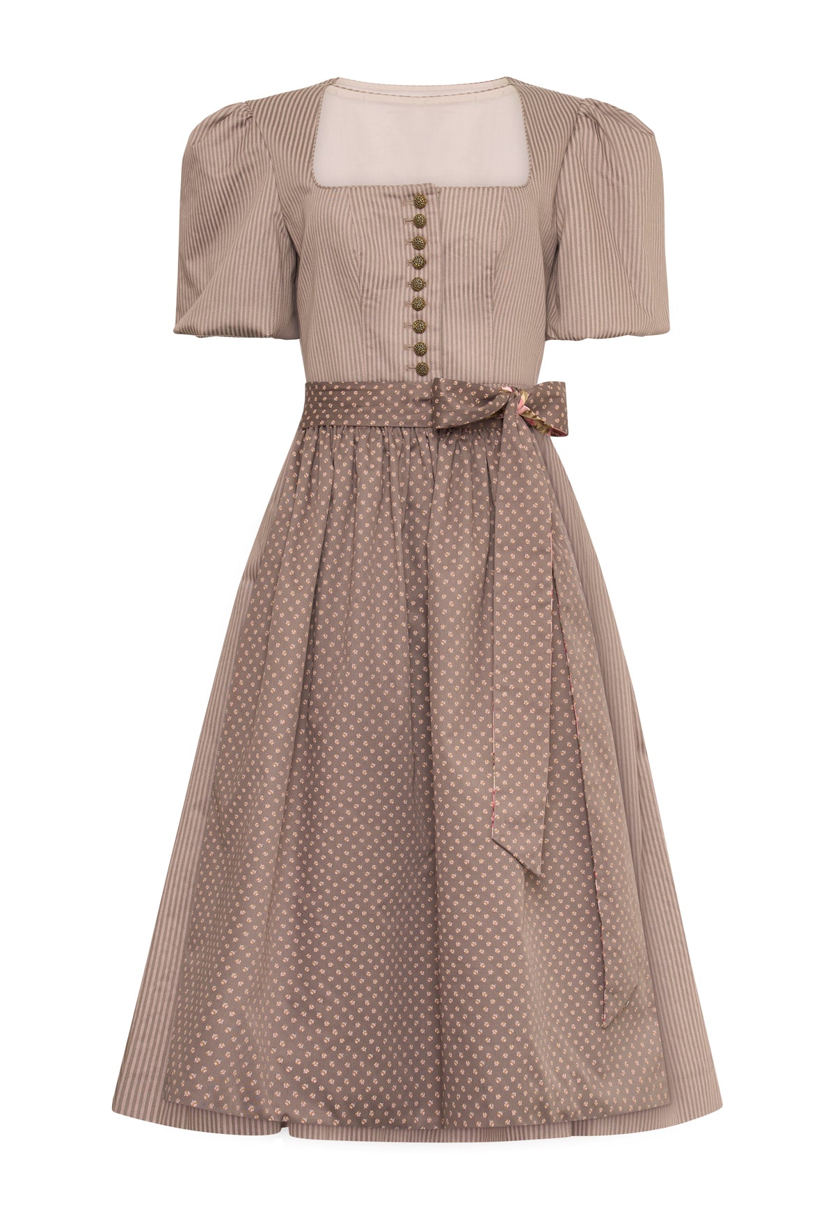 Influencer Dirndl Nougat Streifen/ Sunatuerlich
