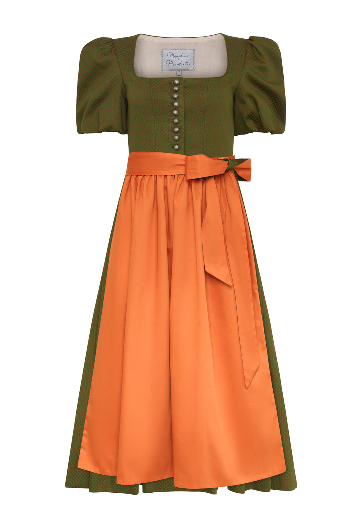 Dirndl Becky Grün gemustert mit Wendeschürze