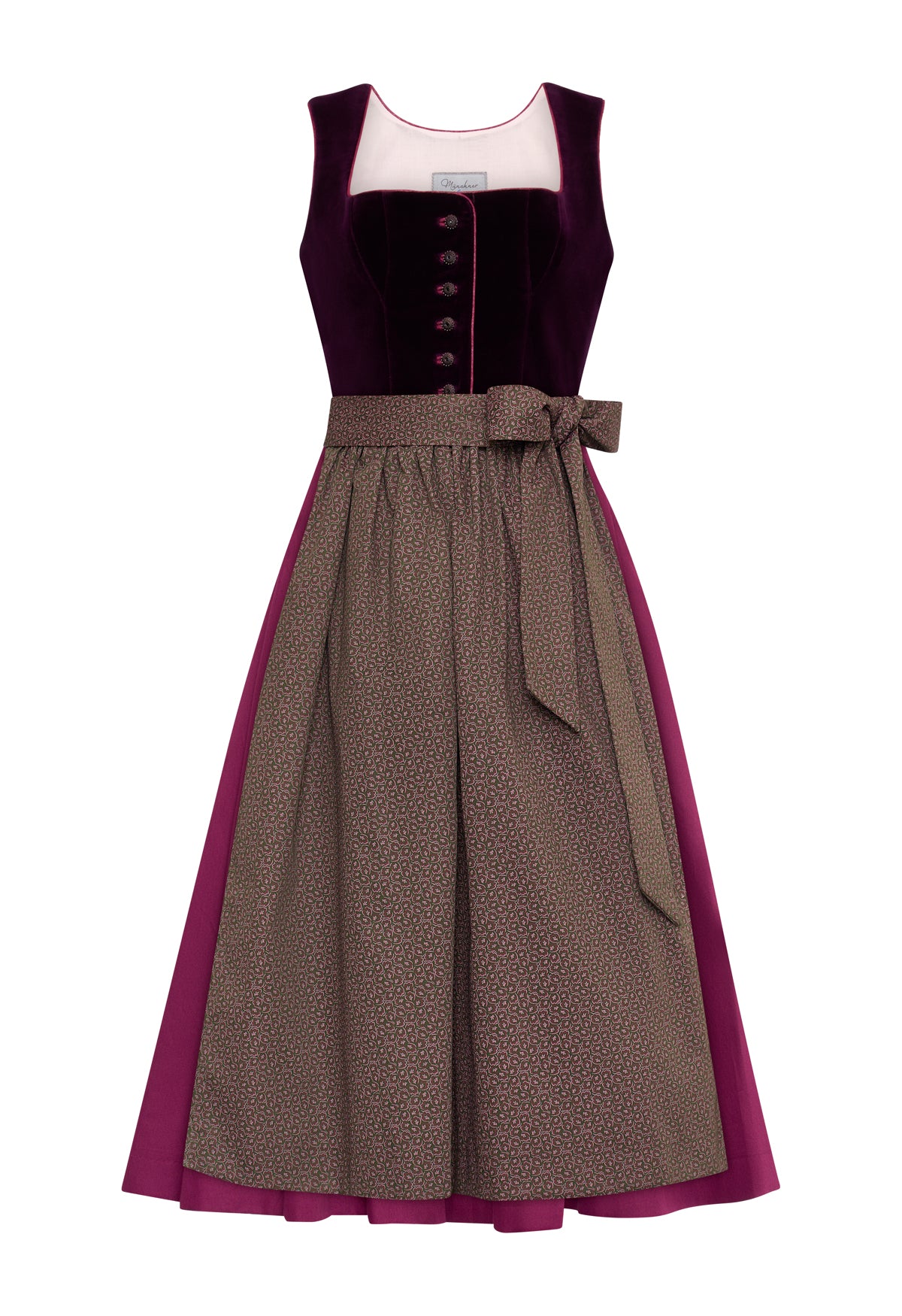 Dirndl Fanny aus Samt in der Farbe Bordaux Samt