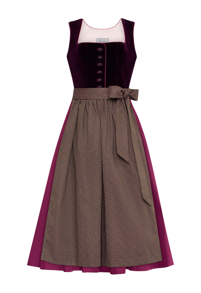 Dirndl Fanny aus Samt in der Farbe Bordaux Samt