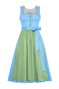 Dirndl Fanny aus Baumwolle Hellblau/ Grün