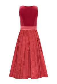 Dirndl Fanny, aus Samt in der Farbe Himbeerrot