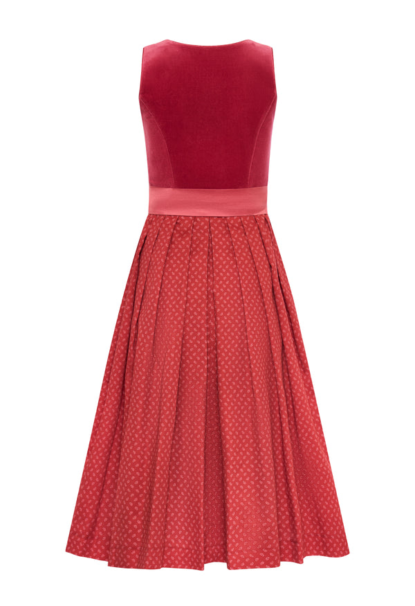 Dirndl Fanny, aus Samt in der Farbe Himbeerrot