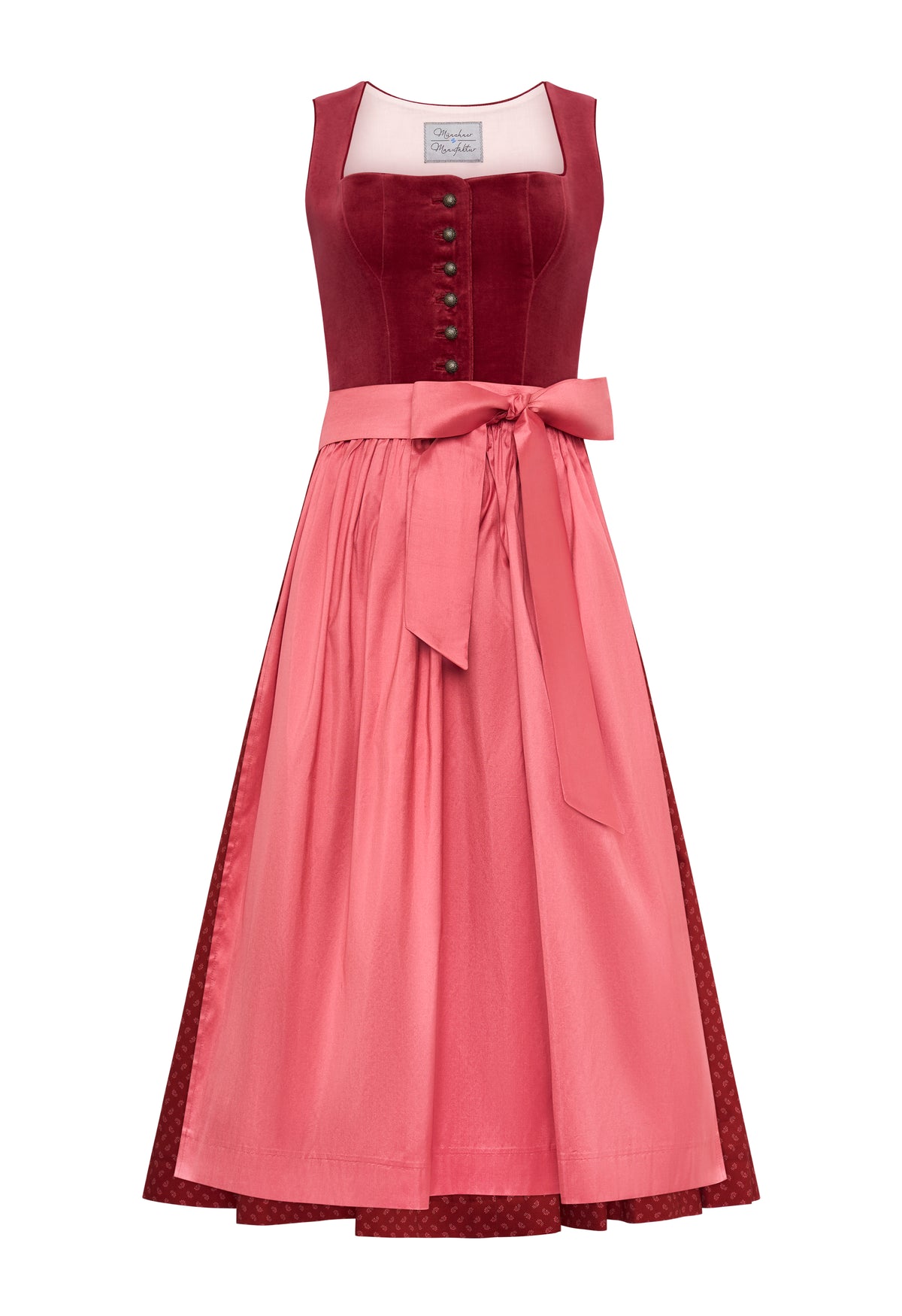 Dirndl Fanny, aus Samt in der Farbe Himbeerrot
