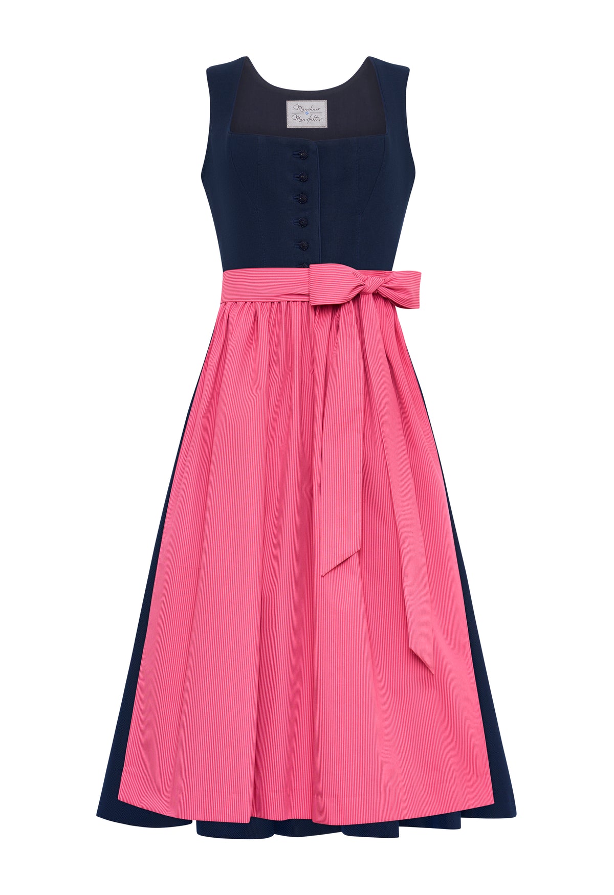 Dirndl Fanny Dunkelblau mit pinker Schürze