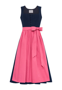 Dirndl Fanny Dunkelblau mit pinker Schürze