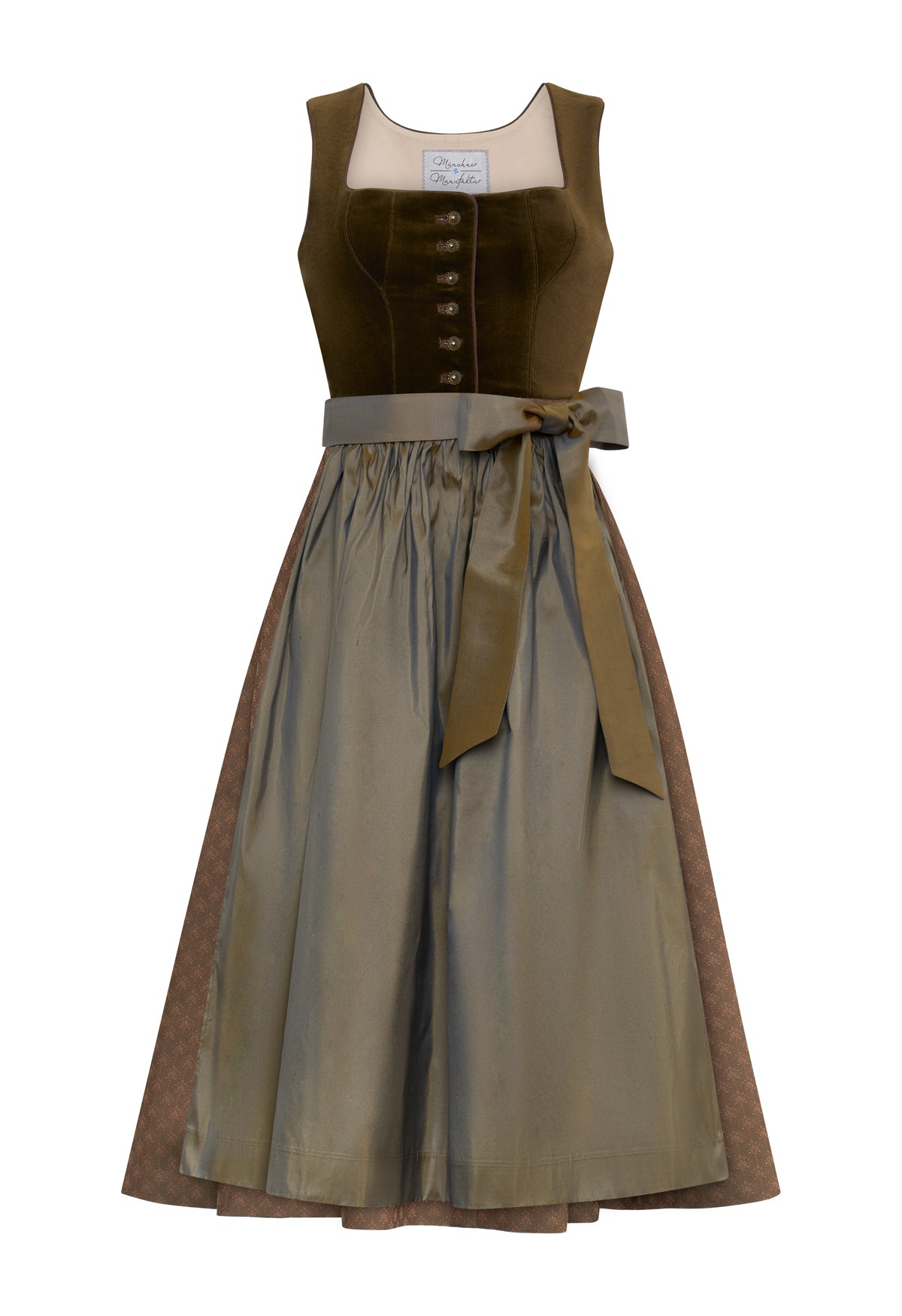 Dirndl Fanny aus Samt in der Farbe Oliv