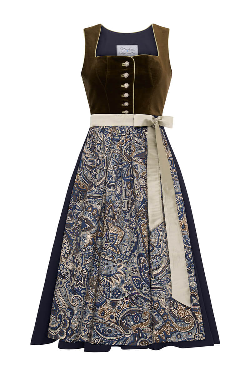 Dirndl Fanny  in Oliv und Blau