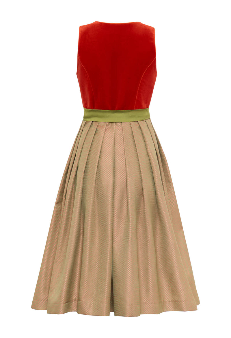 Dirndl Fanny, exklusives Samt Dirndl in der Farbe Orange