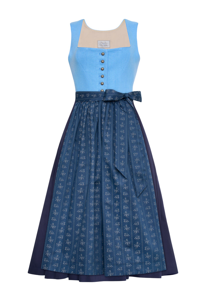 Dirndl Johanna aus Leinen Hellblau & Dunkelblau