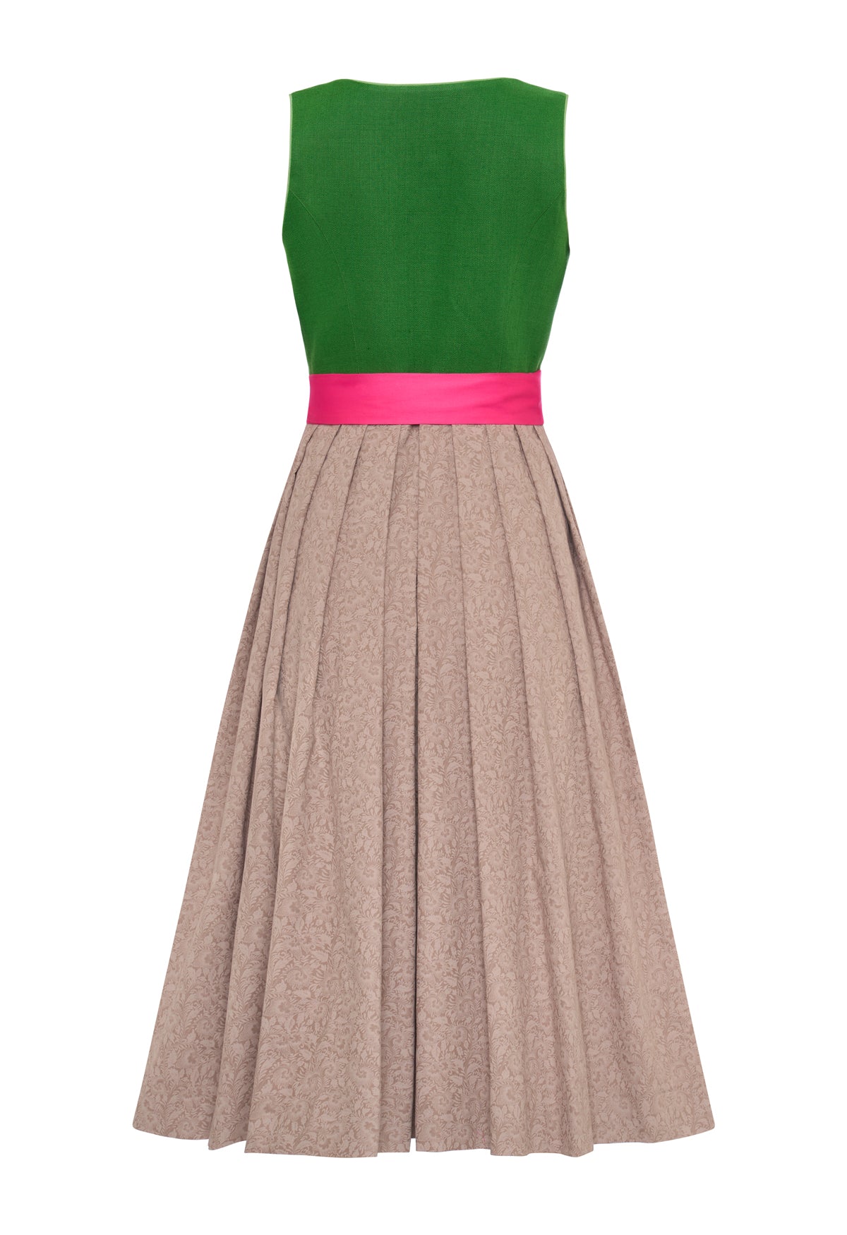 Dirndl Johanna aus Leinen Tannengrün & Pink