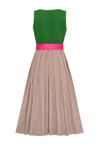 Dirndl Johanna aus Leinen Tannengrün & Pink