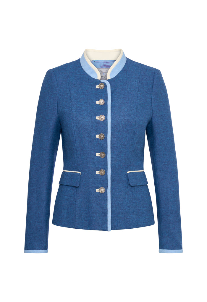Marie hüftlange Jacke blauer Loden
