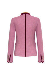 Marie hüftlange Jacke Fischgrat  Rose mit  Beere