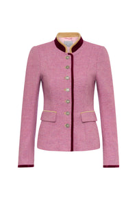 Marie hüftlange Jacke Fischgrat  Rose mit  Beere