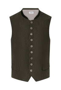 Lodenweste in Dunkelgrün mit Stehkragen