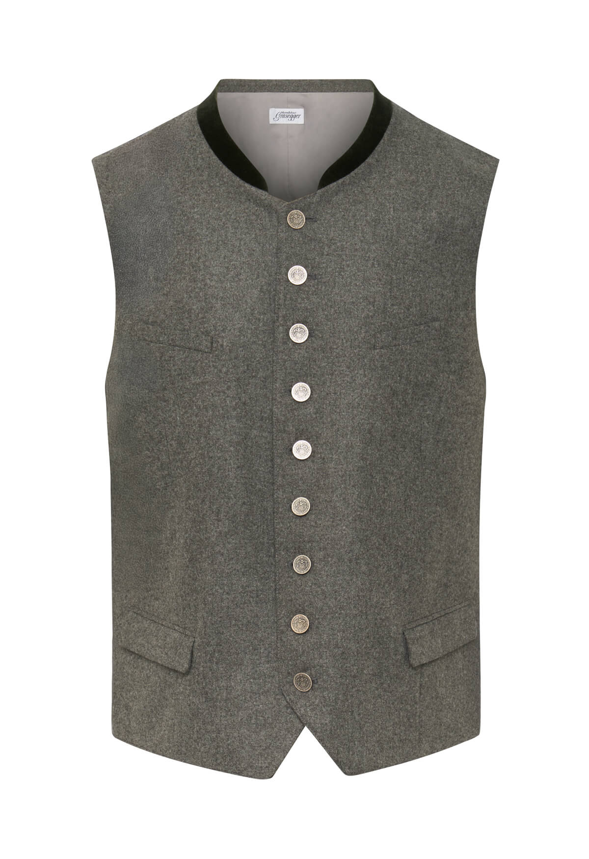 Lodenweste in Grau mit Stehkragen