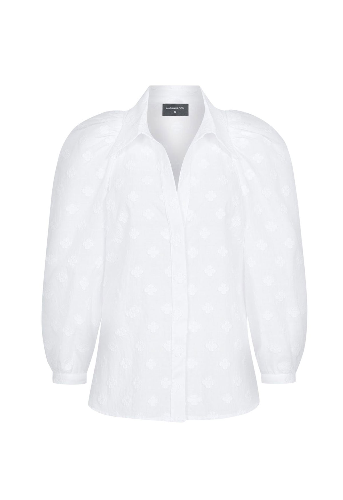 Bluse mit eingewebten Blüten