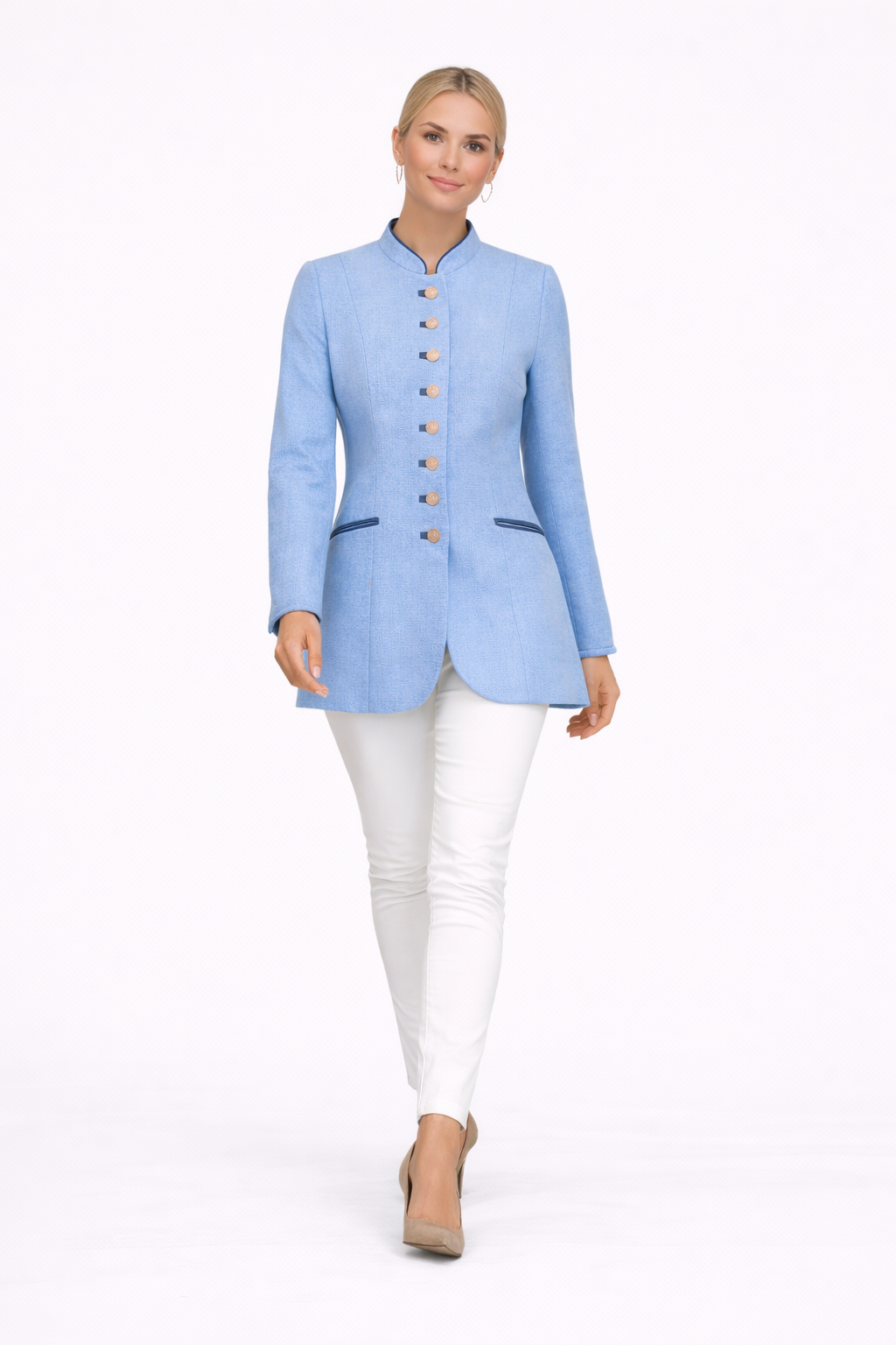 Lange Jacke Mia in der Farbe Hellblau