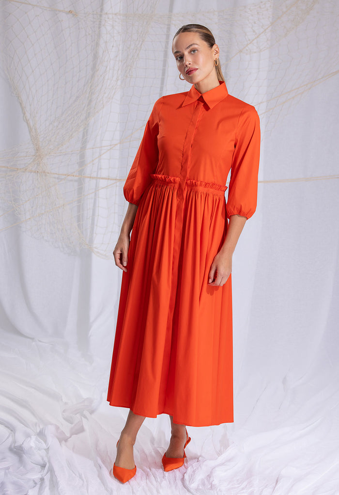 Hemdblusenkleid mit Stufenvolants