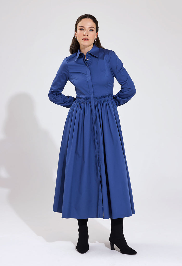 Hemdblusenkleid mit Stufenvolant